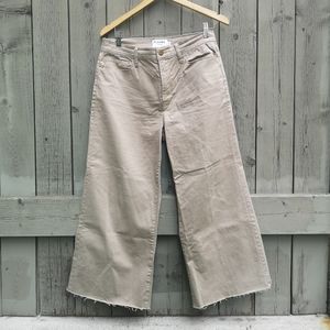 Frame wide leg cropped khaki jeans size 30